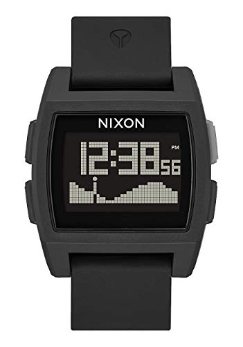 NIXON Base Tide A1104 - All Black - 100m Water Resistant Men's Digital Surf Watch (38 mm Watch Face, 22 mm Pu/Rubber/Silicone Band)