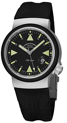 Muhle Glashutte S.A.R. Rescue-Timer Mens Automatic Dive Watch - 42mm Black Face with Luminous Hands, Magnified Date and Sapphire Crystal - Waterproof to 1000 Meters Made in Germany M1-41-03 KB