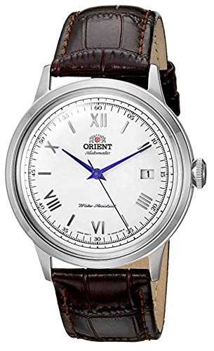 Orient Men's 2nd Gen. Bambino Ver. 2 Stainless Steel Japanese-Automatic Watch with Leather Strap, Brown, 21 (Model: FAC00009W0)