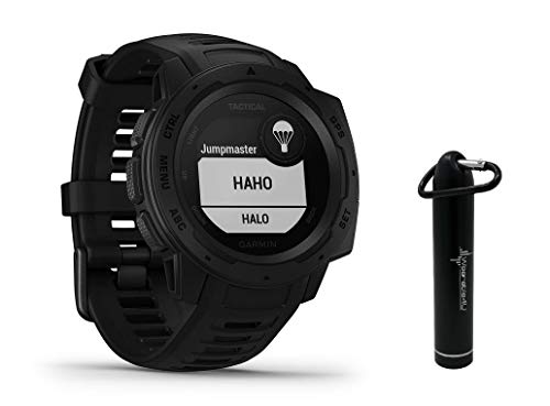 Garmin Instinct Tactical Edition GPS Watch and Wearable4U 2200 mAh Power Bank Bundle (Tactical Black)
