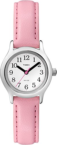 Timex Girls' My First Easy Reader Quartz Analog Synthetic Leather Strap, Pink, 12 Casual Watch (Model: T79081)