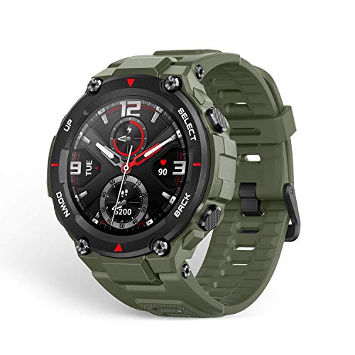 Amazfit T-Rex Smartwatch, Military Standard Certified, Tough Body, GPS, 20-Day Battery Life, 1.3'' AMOLED Display, Water Resistant, 14-Sports Modes, Army Green