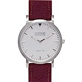 Shore Projects Cowes Watch with Wool Strap | Silver / White / Burgundy