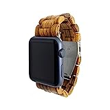 Ottm Watch Band compatible with Apple Watch 42mm Unique Hardwood Watch Strap for Apple iWatch with extra links and tool for resizing (Zebrawood)
