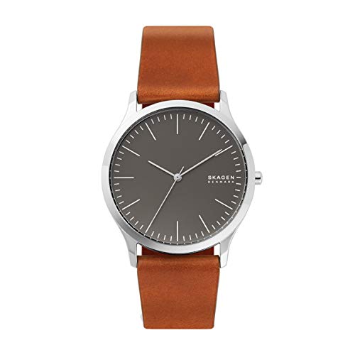 Skagen Men's Jorn Minimalistic Quartz Leather Watch, Color: Brown, 22 (Model: SKW6552)