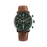 Armogan E.N.B - Emerald Green S52 - Men's Chronograph Watch Brown Suede Leather Strap