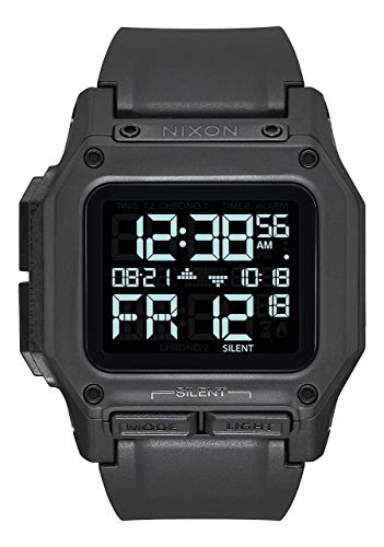 Nixon Regulus All Black Men’s Water and Shock Resistant Digital Watch. (46mm. Black Digital Watch Face/Black Locking Looper Band)