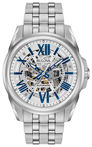 Bulova Men's Mechanical Hand Wind Stainless Steel Dress Watch, Color:Silver-Toned (Model: 96A187)