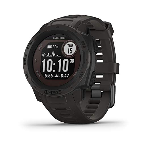 Garmin 010-02293-10 Instinct Solar, Solar-Powered Rugged Outdoor Smartwatch, Built-in Sports Apps and Health Monitoring, Graphite