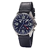 Torgoen T30 Blue GMT/Alarm Pilot Watch | Sapphire Crystal - 45mm Black Vintage Leather Strap