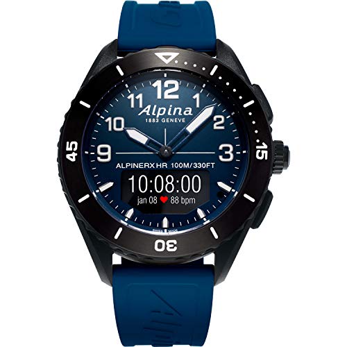 Alpina Men's ALPINER X Stainless Steel Swiss Quartz Sport Watch with Rubber Strap, Blue, 22 (Model: AL-284LNN5AQ6)