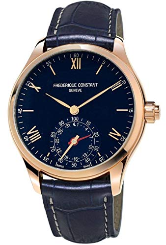 Frederique Constant Men's Horological Smart Watch Stainless Steel Swiss-Quartz Leather Calfskin Strap, Blue, 21 (Model: FC-285N5B4)