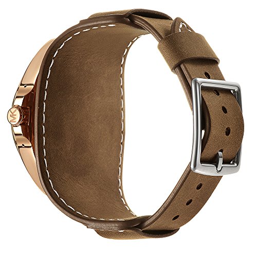 Cuff Watch Band for 24mm Lug Width Watch,Compatible with MK Access Grayson/Diesel On smartwatch ，24mm Lug Width Crazy Horses Leather Cuff Watch Band,Coffee