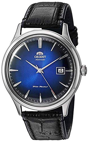 Orient Men's Bambino Version 4 Stainless Steel Japanese-Automatic Watch with Leather Calfskin Strap, Black, 22 (Model: FAC08004D0)