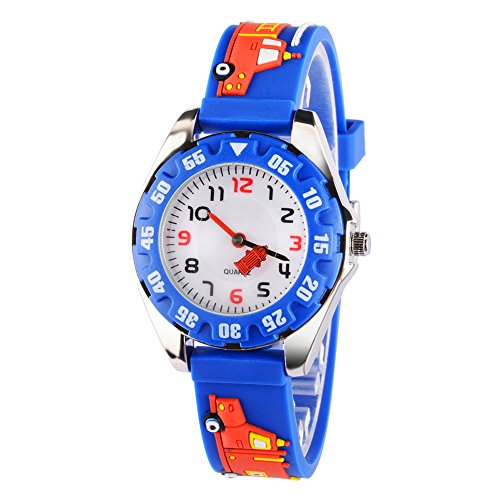 Venhoo Kids Watches 3D Cute Cartoon Digital Waterproof Silicone Children Wristwatches Time Teacher Gifts for 3 4 5 6 7 8 9 Years Old Age Boys-Blue