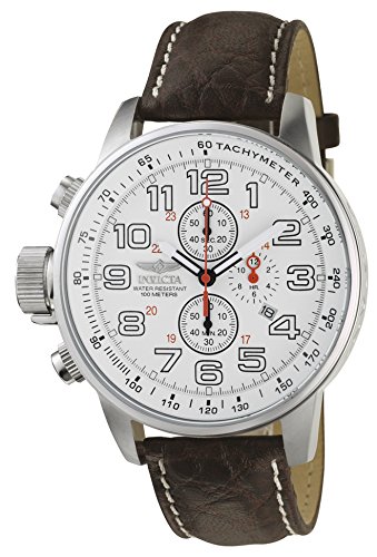 Invicta Men's 2771 "Force Collection" Stainless Steel Left-Handed Watch with Brown Leather Band