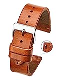 Hand Made Genuine Vintage Leather Watch Strap with Quick Release Steel Spring Bars - Tan - 18mm (fits Wrist Size 6 1/4 inch to 8 inch)