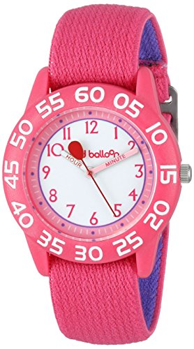Red Balloon Kids' W001895 "Time Teacher" Plastic Watch with Adjustable Pink Nylon Strap