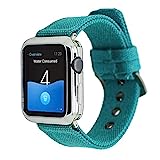 Soft Canvas Band for Apple Watch, Crazy Panda Men/Women Heat Dissipation Canvas Wristband Cool Camo Replacement Strap for Apple Watch All Version 42mm - Aquamarine
