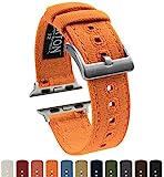 Barton Canvas Watch Bands - Choose Color - Compatible with All Apple Watches - 38mm, 40mm, 42mm, 44mm - Pumpkin Orange 42mm