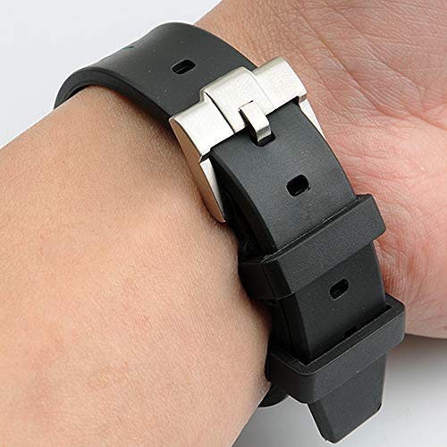 20mm Rubber Watchband Strap w/Tang Buckle Fit for Rolex GMT Yatch Master 16622 Watches (20 mm, Black)